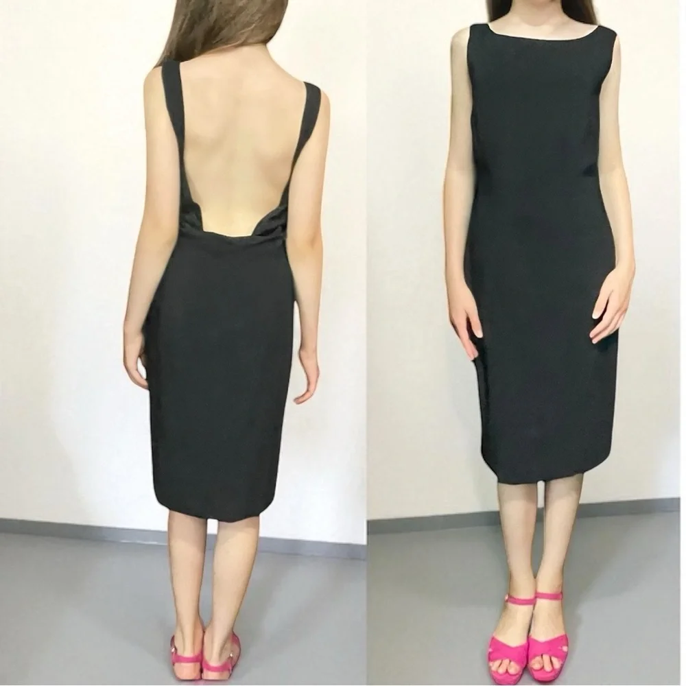 Love Moschino Black Shift Dress Drape Open Back Size 6 cocktail Party Evening - Picture 1 of 16